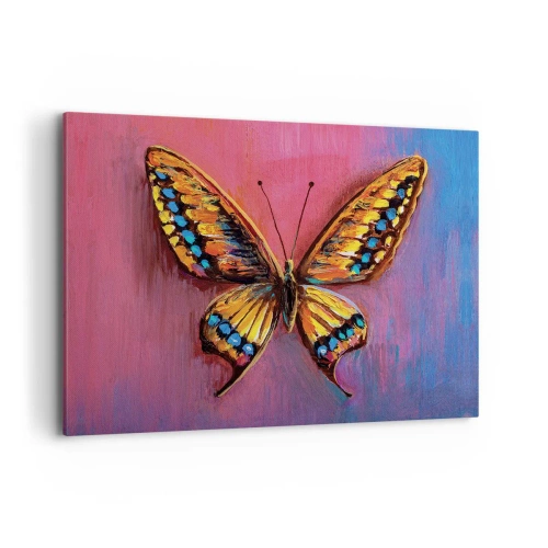 Impression sur toile - Image sur toile - Papillon coloré sur un fond abstrait - 120x80cm - Un joyau de la nature - Décoration murale moderne pour le salon et la chambre ARTTOR