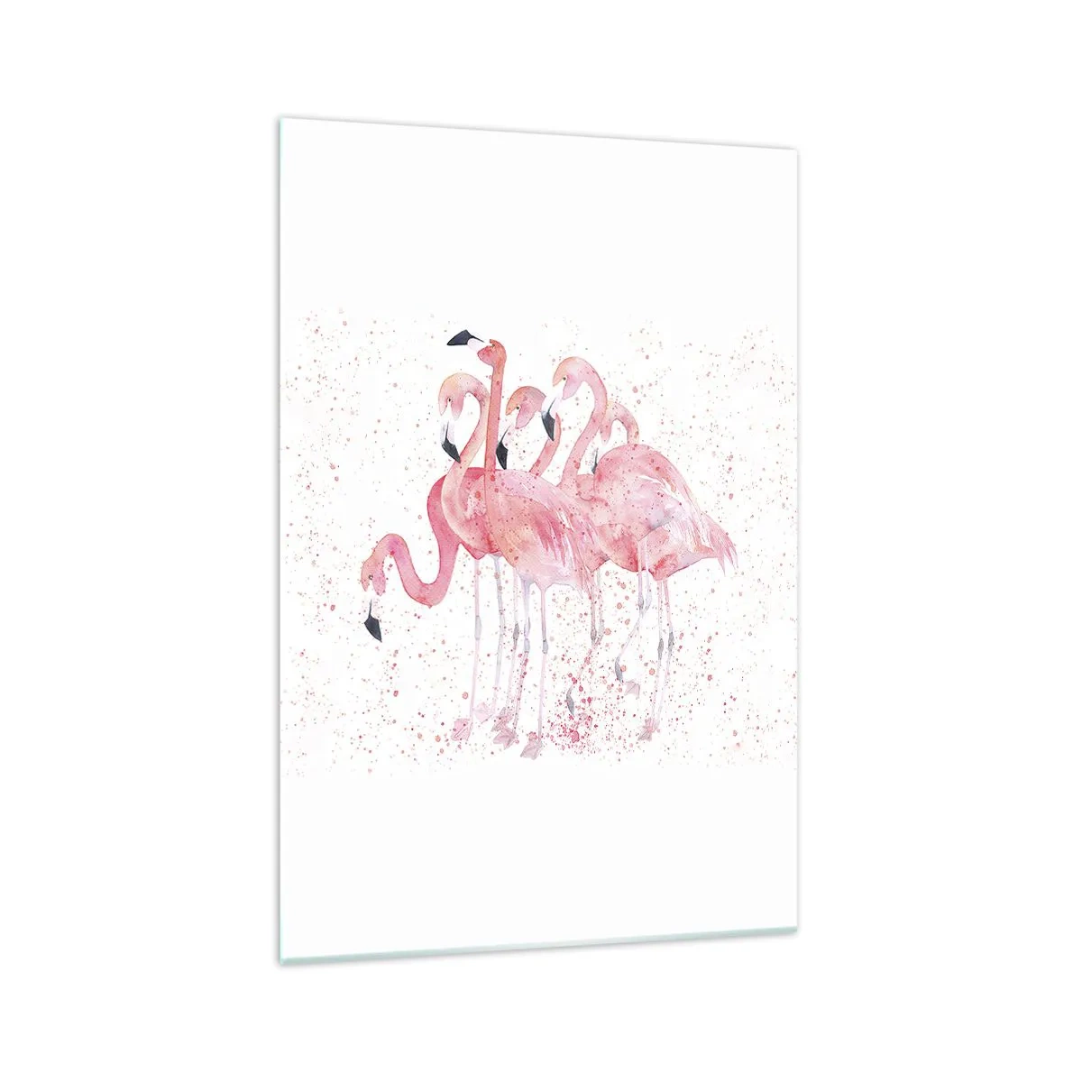 Impression sur verre - Image sur verre - Flamants roses dans un style aquarelle artistique - 70x100cm - Ensemble rose - Décoration murale moderne pour le salon et la chambre ARTTOR