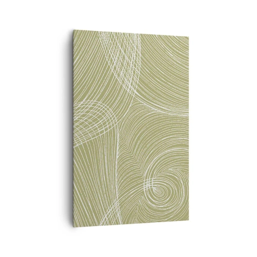 Impression sur toile - Image sur toile - Lignes vertes et blanches dans une composition abstraite - 80x120cm - Abstraction complexe de blanc - Décoration murale moderne pour le salon et la chambre ARTTOR