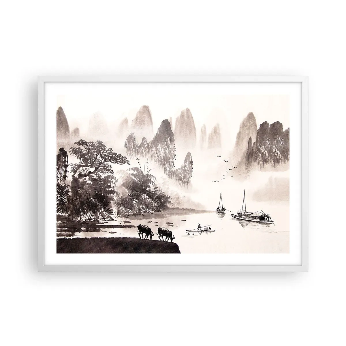 Affiche dans un cadre blanc - Poster - Le quotidien exotique de l'Orient - 70x50 cm