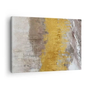 Impression sur toile - Image sur toile - Motif abstrait doré et beige - 70x50cm - Une explosion d'or - Décoration murale moderne pour le salon et la chambre ARTTOR
