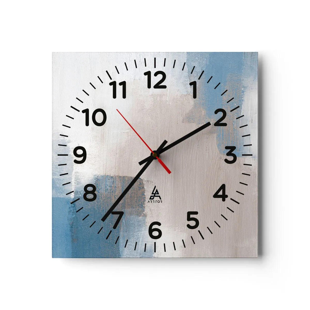 Horloge murale - Pendule murale - Abstraction rose derrière un rideau de bleu - 40x40 cm