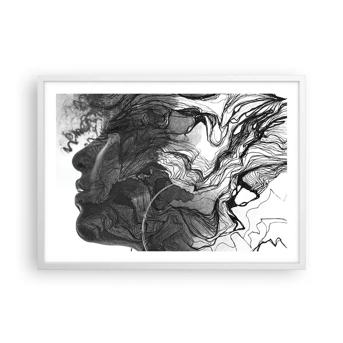 Affiche dans un cadre blanc - Poster - Emmêlé dans les rêves - 70x50 cm