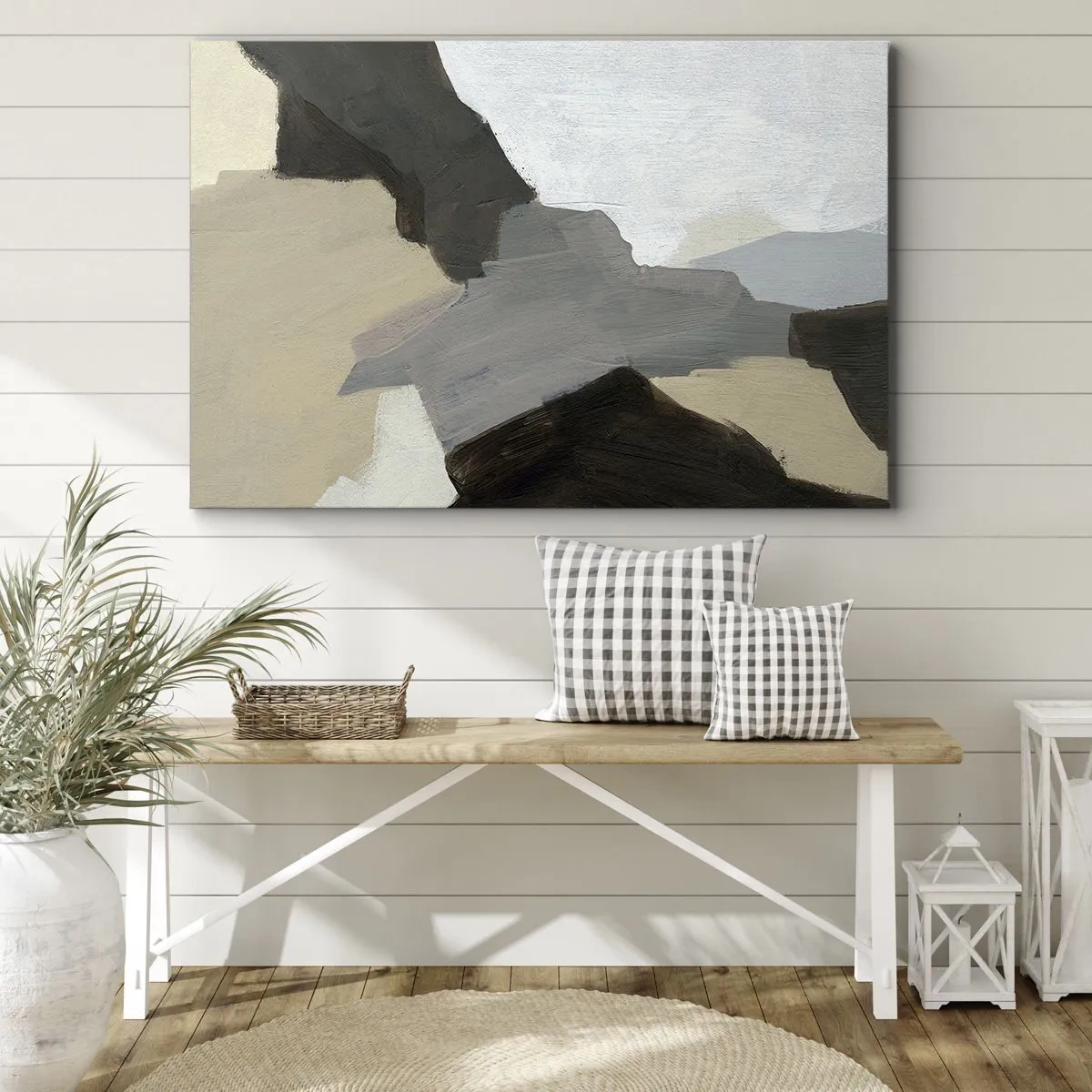 Impression sur toile - Image sur toile - Abstraction : le carrefour du gris - 70x50 cm