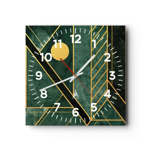 Horloge murale - Pendule murale - Dynamique or et azur - 30x30 cm