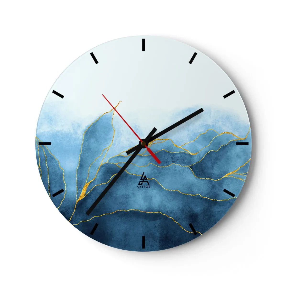 Horloge murale - Pendule murale - Bleu doré - 40x40 cm