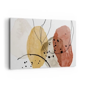 Impression sur toile - Image sur toile - Taches abstraites dans les tons beige, jaune et rouge - 100x70cm - Léger et transparent comme l'air - Décoration murale moderne pour le salon et la chambre ARTTOR