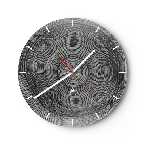 Horloge murale - Pendule murale - Grain de bois concentrique noir et blanc - 30x30cm - Signe du temps - Décoration murale moderne pour le salon, la cuisine et la chambre ARTTOR