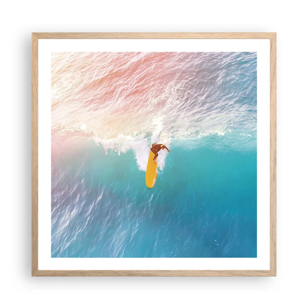 Affiche dans un chêne clair - Poster - Le cavalier de l'océan - 60x60 cm