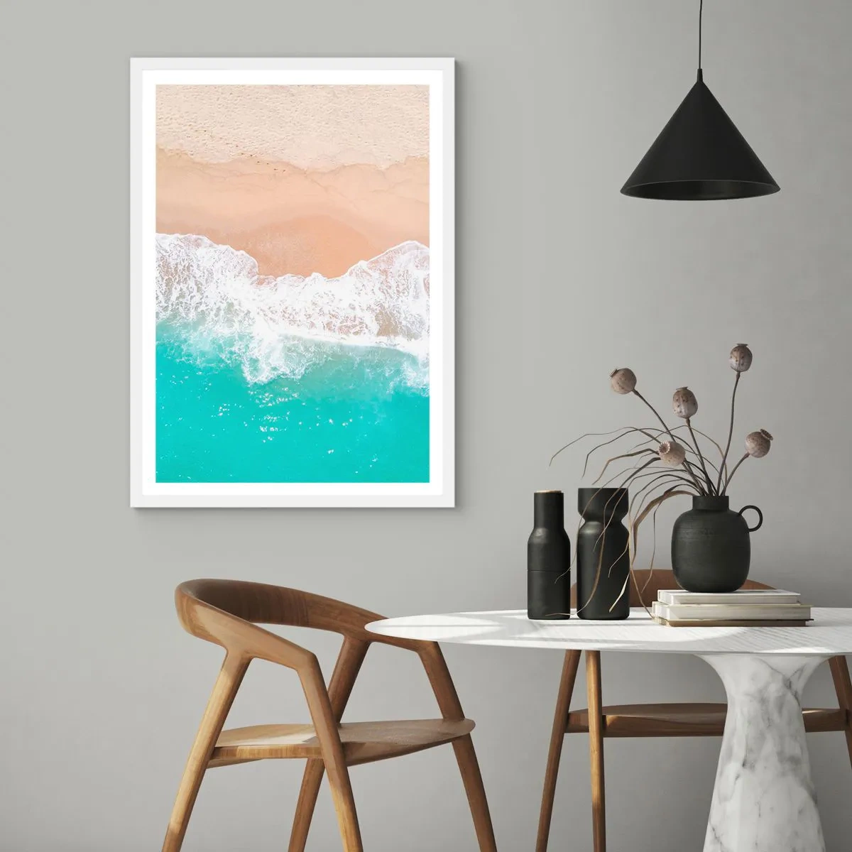 Affiche dans un cadre blanc - Poster - Caresse de l'océan - 70x100 cm