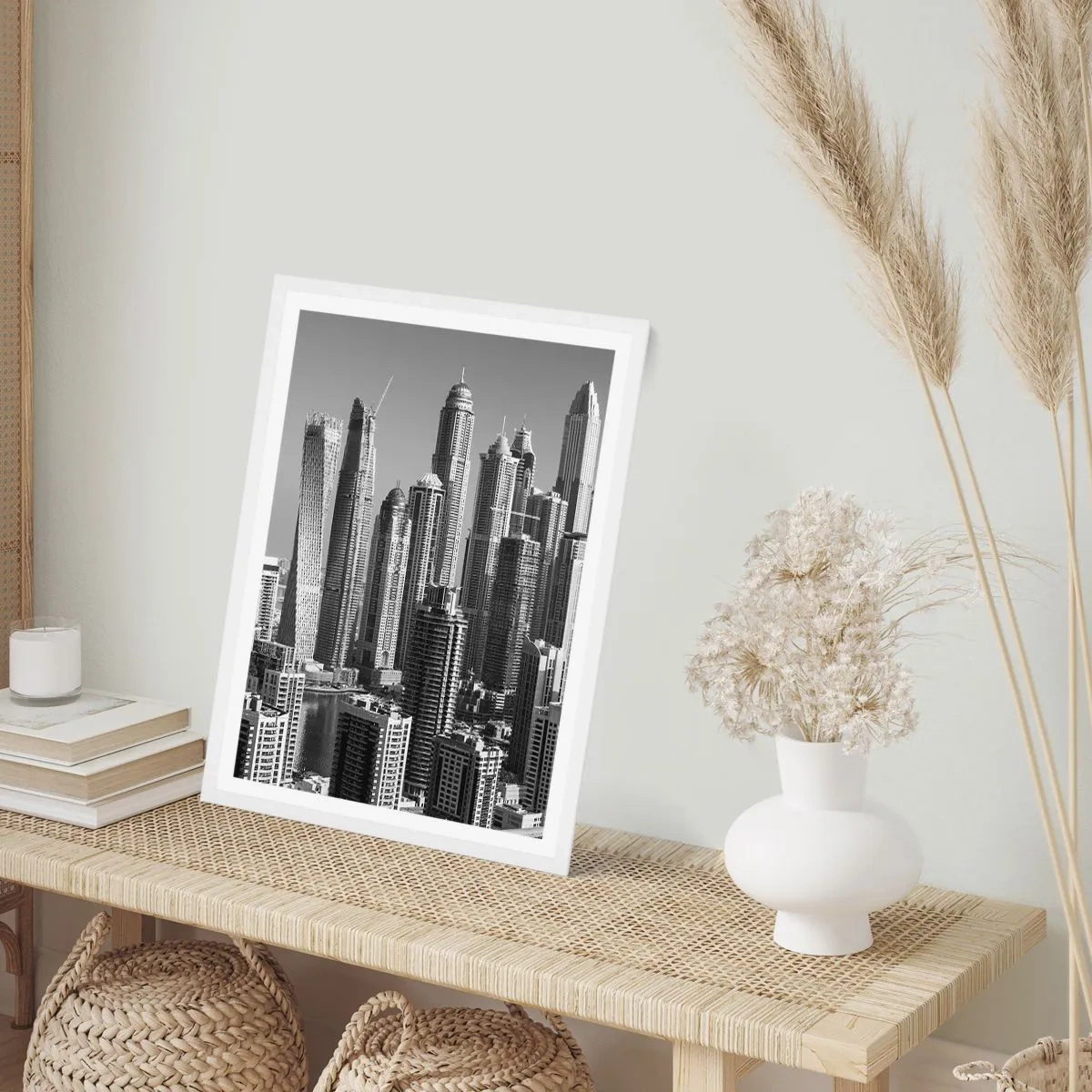 Affiche dans un cadre blanc - Poster - Ville sur le désert - 30x40 cm