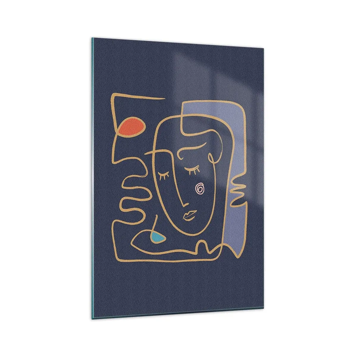 Impression sur verre - Image sur verre - Portrait de visage abstrait dans un style minimaliste - 80x120cm - En réflexion - Décoration murale moderne pour le salon et la chambre ARTTOR