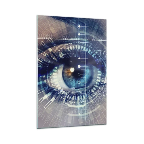 Impression sur verre - Image sur verre - Un œil technologique avec une interface futuriste - 80x120cm - Tu penses que tu me connais - Décoration murale moderne pour le salon et la chambre ARTTOR