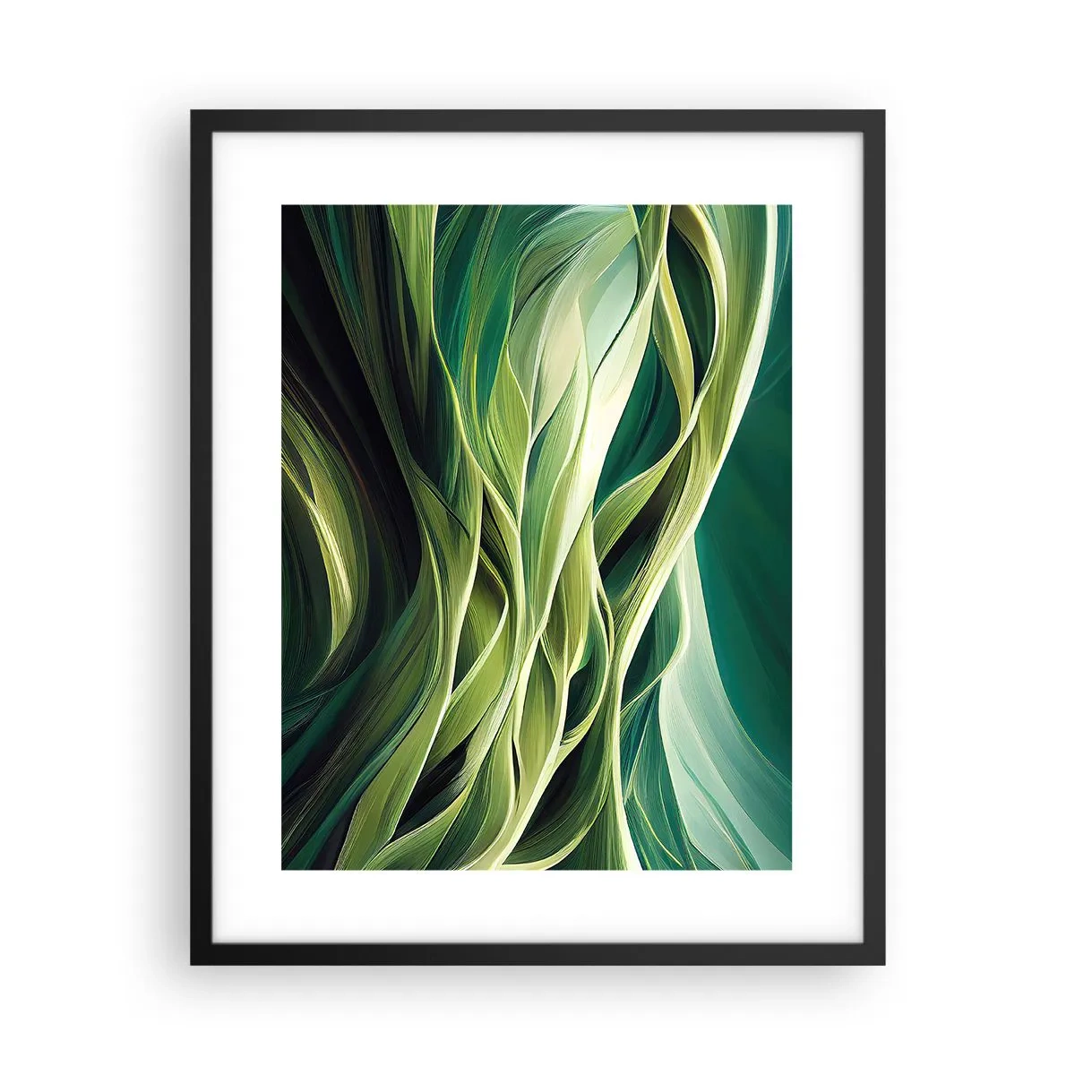 Affiche dans un cadre noir - Poster - Jeu de vert abstrait - 40x50 cm