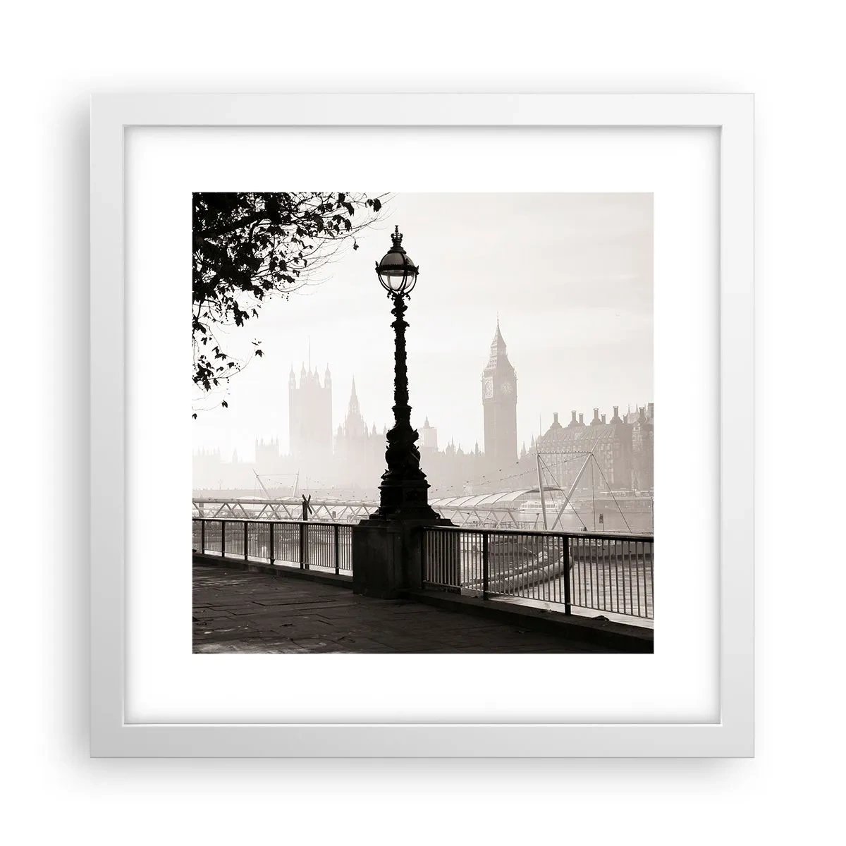 Affiche dans un cadre blanc - Poster - Un matin londonien - 30x30 cm