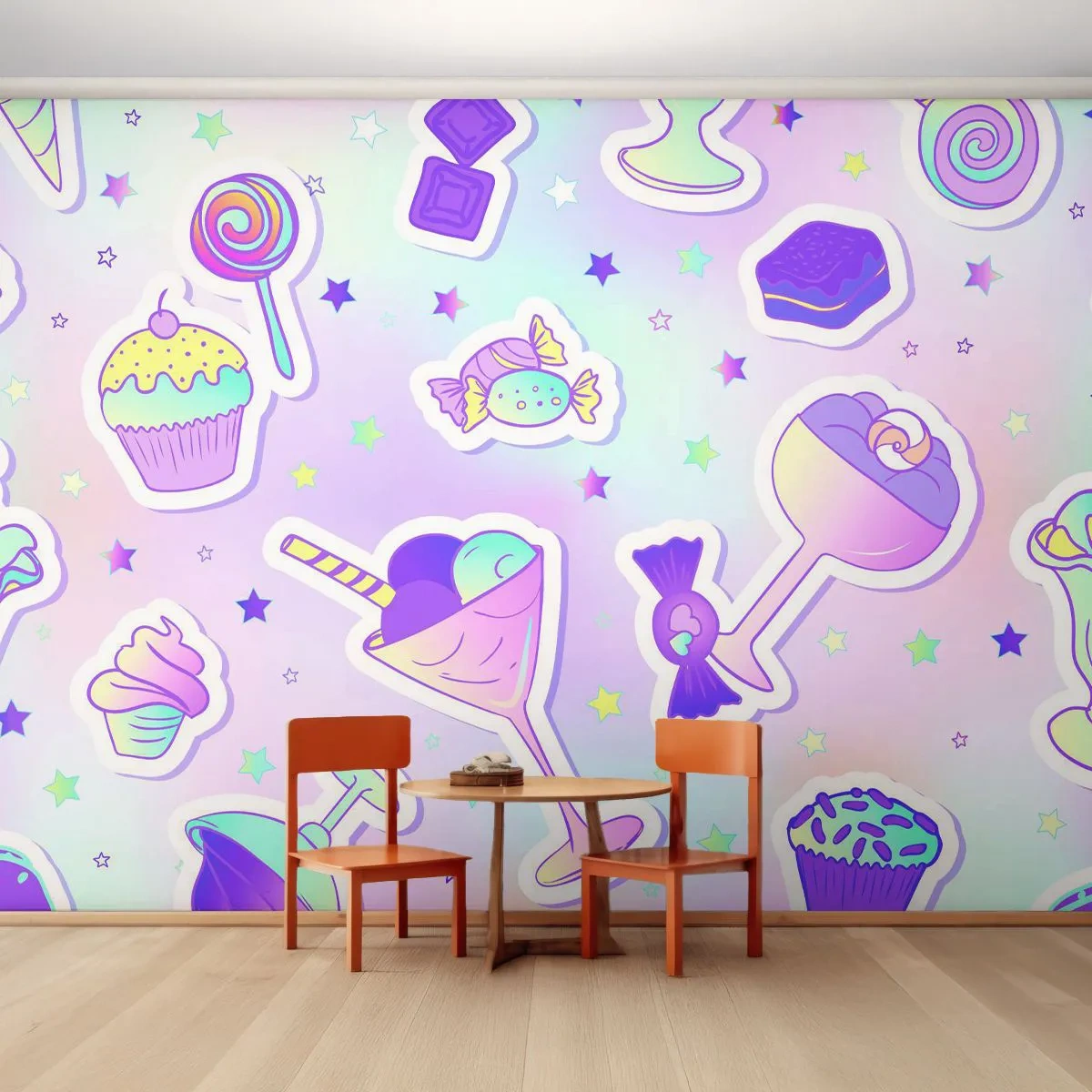 Papier Peint Autocollant Deluxe Sticker - Pour que tous les jours soit un anniversaire  - Pour les enfants, Bonbons, Sucette - 150x105 cm