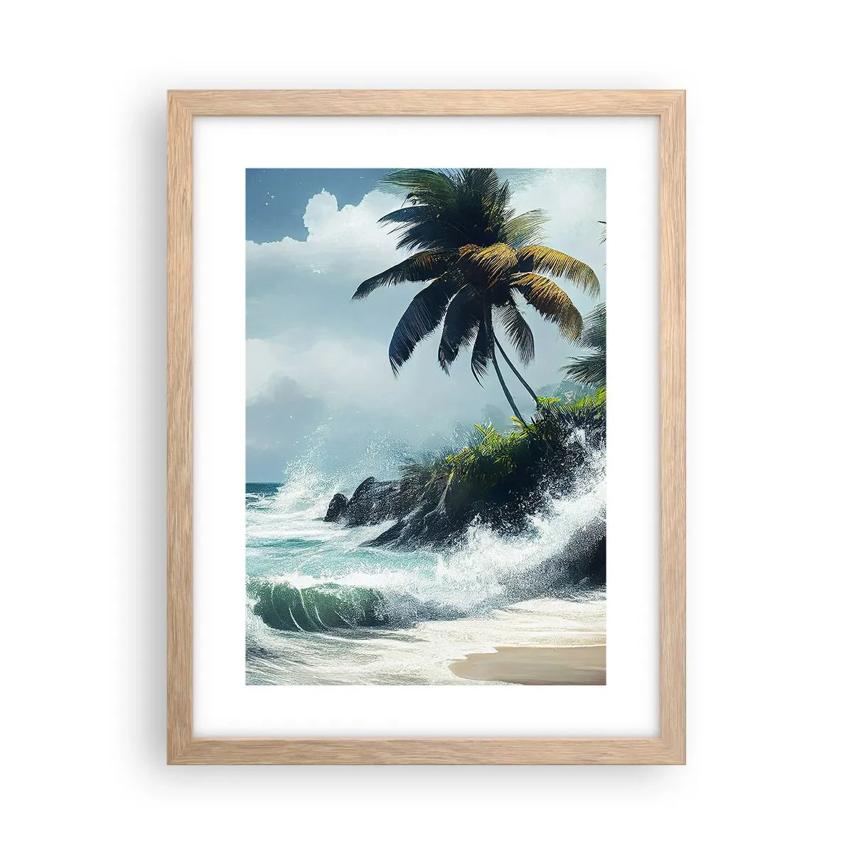Affiche dans un chêne clair - Poster - Sur une côte tropicale - 30x40 cm