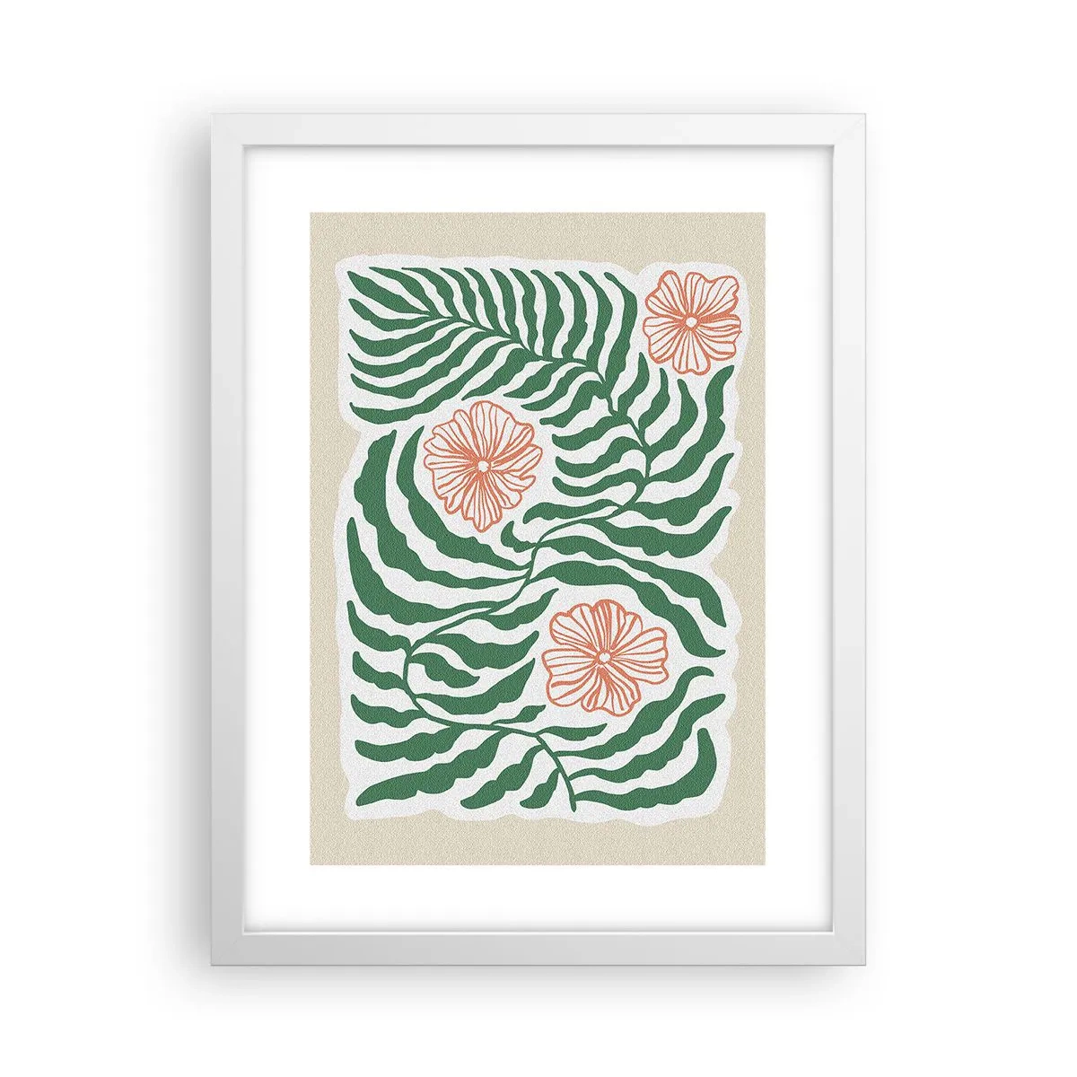 Affiche dans un cadre blanc - Poster - Fleurit en vert - 30x40 cm