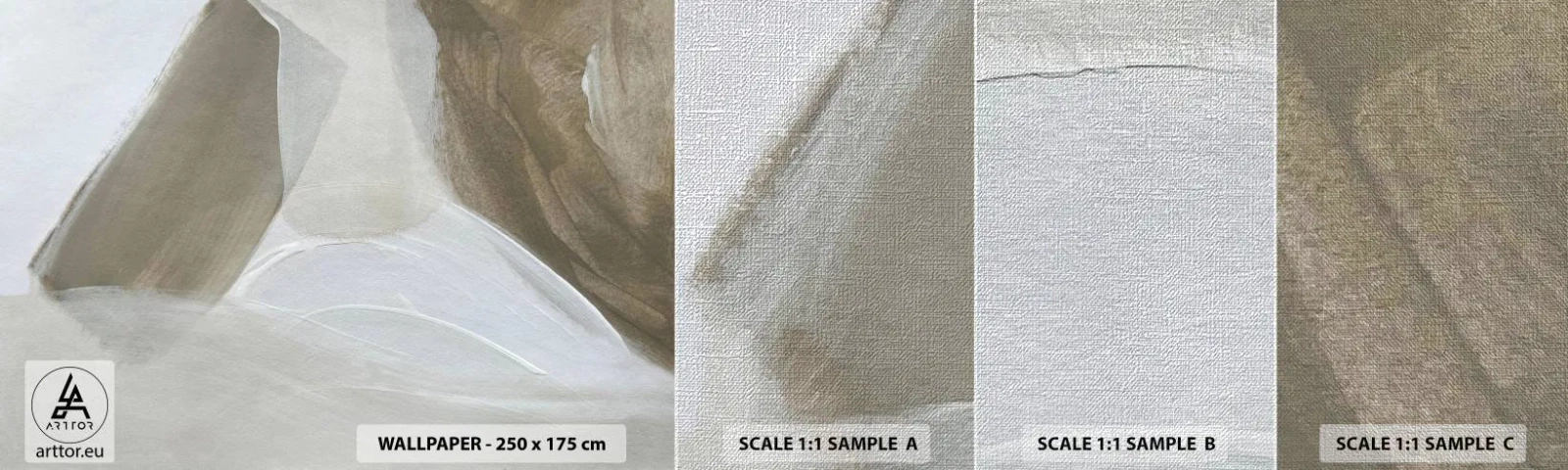 Échantillon de Papier Peint Premium Canvas - Une vague de blanc - Brillant, Morceau, Minimaliste - 100x30 cm