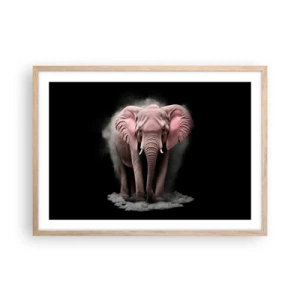 Affiche dans un chêne clair - Poster - Ne pensez pas à un éléphant rose ! - 70x50 cm