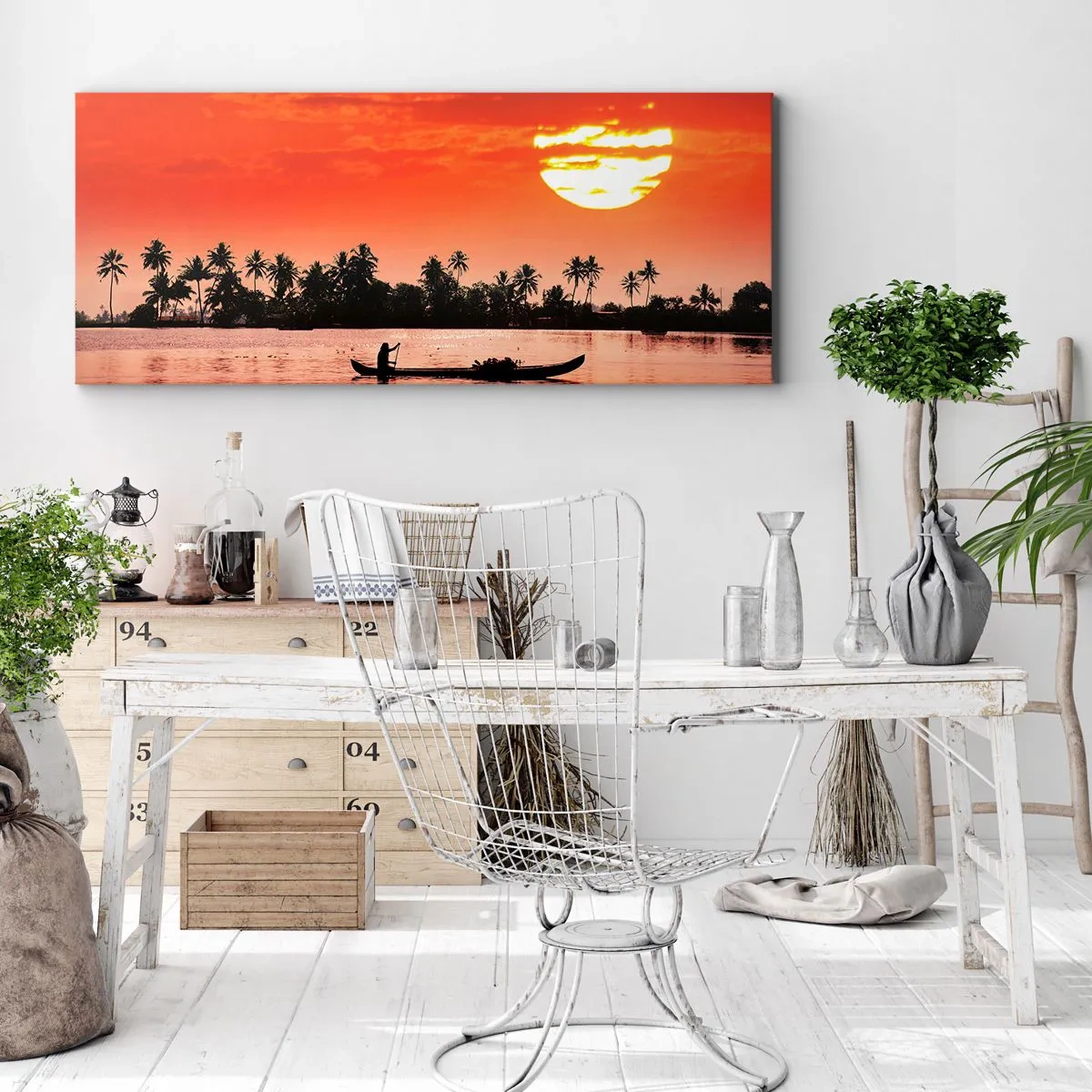 Impression sur toile - Image sur toile - La tranquillité des tropiques au coucher du soleil - 100x40 cm