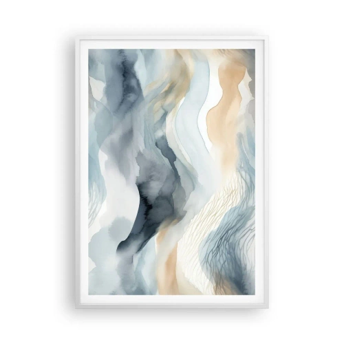 Affiche dans un cadre blanc - Poster - Abstraction enneigée et brumeuse - 70x100 cm
