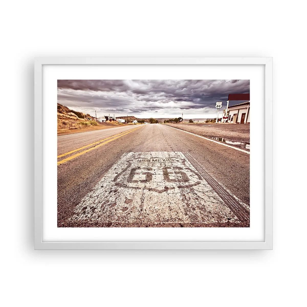 Affiche dans un cadre blanc - Poster - Mother Road - une légende américaine - 50x40 cm