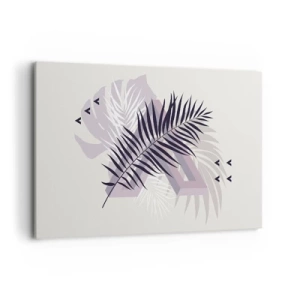 Impression sur toile - Image sur toile - Une composition minimaliste avec des feuilles et des formes géométriques - 120x80cm - L'ombre de l'obscurité - Décoration murale moderne pour le salon et la chambre ARTTOR