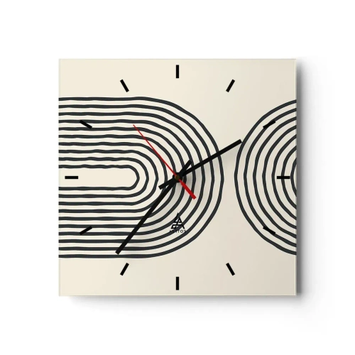 Horloge murale - Pendule murale - Motif géométrique abstrait avec des lignes symétriques sur un fond clair - 30x30cm - Dans un instant... - Décoration murale moderne pour le salon et la chambre ARTTOR