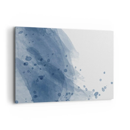 Impression sur toile - Image sur toile - Taches et stries abstraites dans des tons de bleu - 100x70cm - Tulle bleu - Décoration murale moderne pour le salon et la chambre ARTTOR