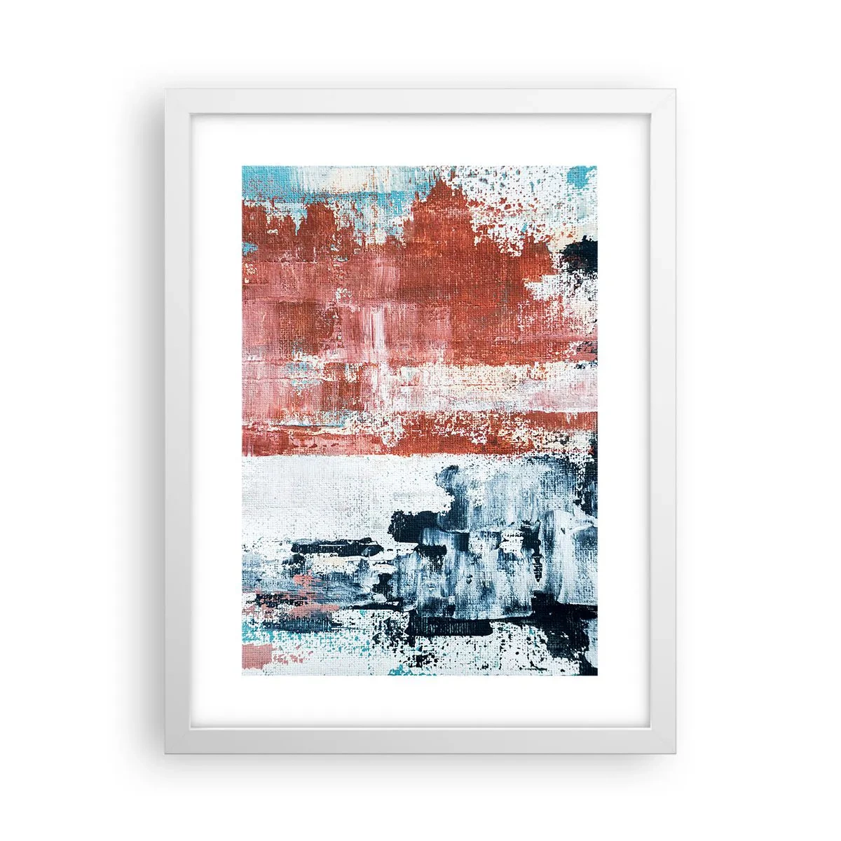 Affiche dans un cadre blanc - Poster - Moitié-moitié abstrait - 30x40 cm