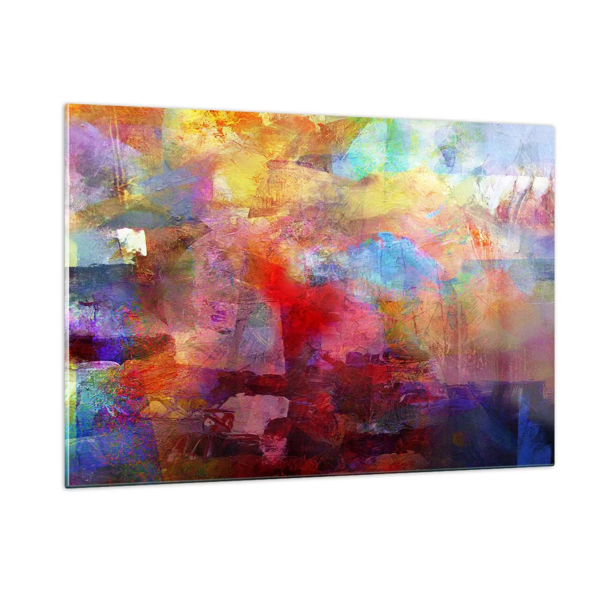 Impression sur verre - Image sur verre - Abstraction colorée aux nuances intenses - 120x80cm - Regardez à l'intérieur de l'arc-en-ciel - Décoration murale moderne pour le salon et la chambre ARTTOR