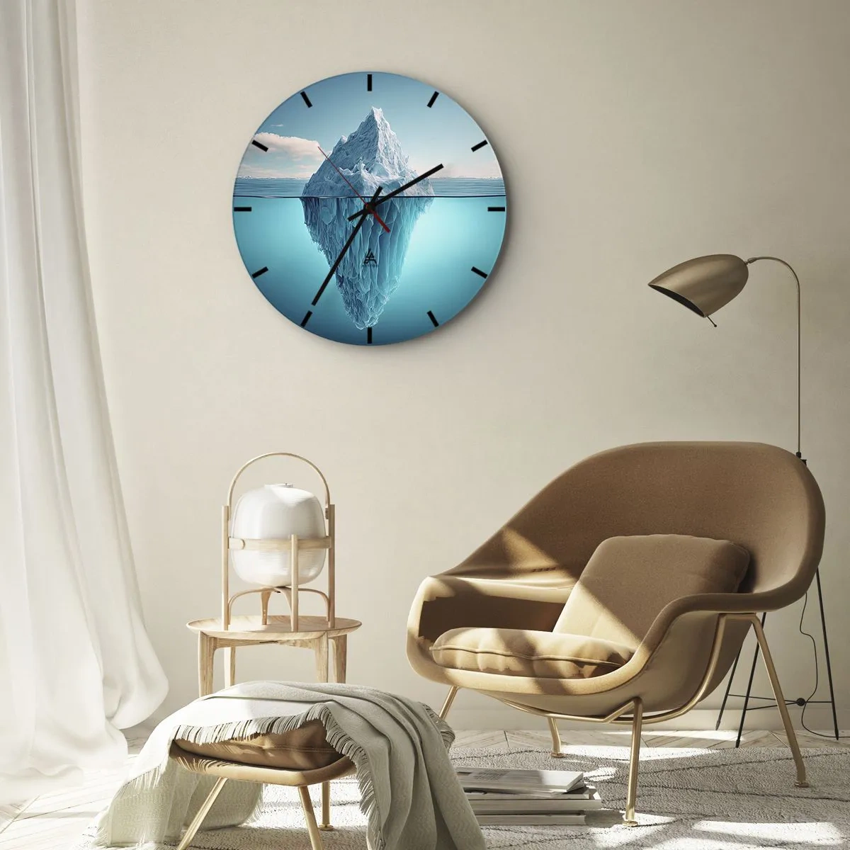 Horloge murale - Pendule murale - Un iceberg flottant dans l'océan avec sa partie sous-marine visible - 30x30cm - Reine de Glace - Décoration murale moderne pour le salon, la cuisine et la chambre ARTTOR