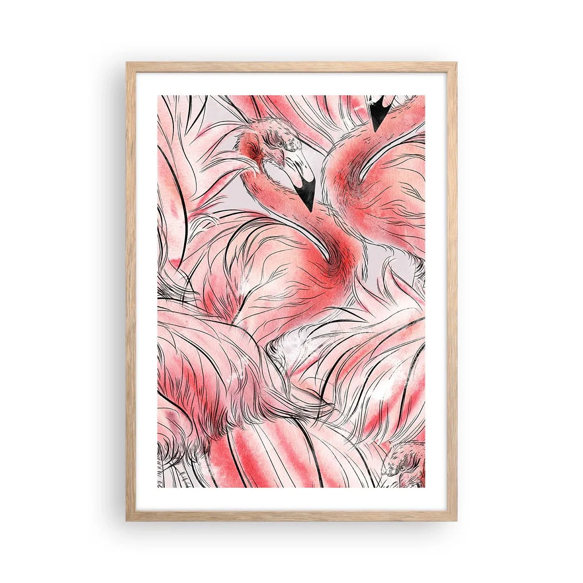 Affiche dans un chêne clair - Poster - Oiseau corps de ballet - 50x70 cm