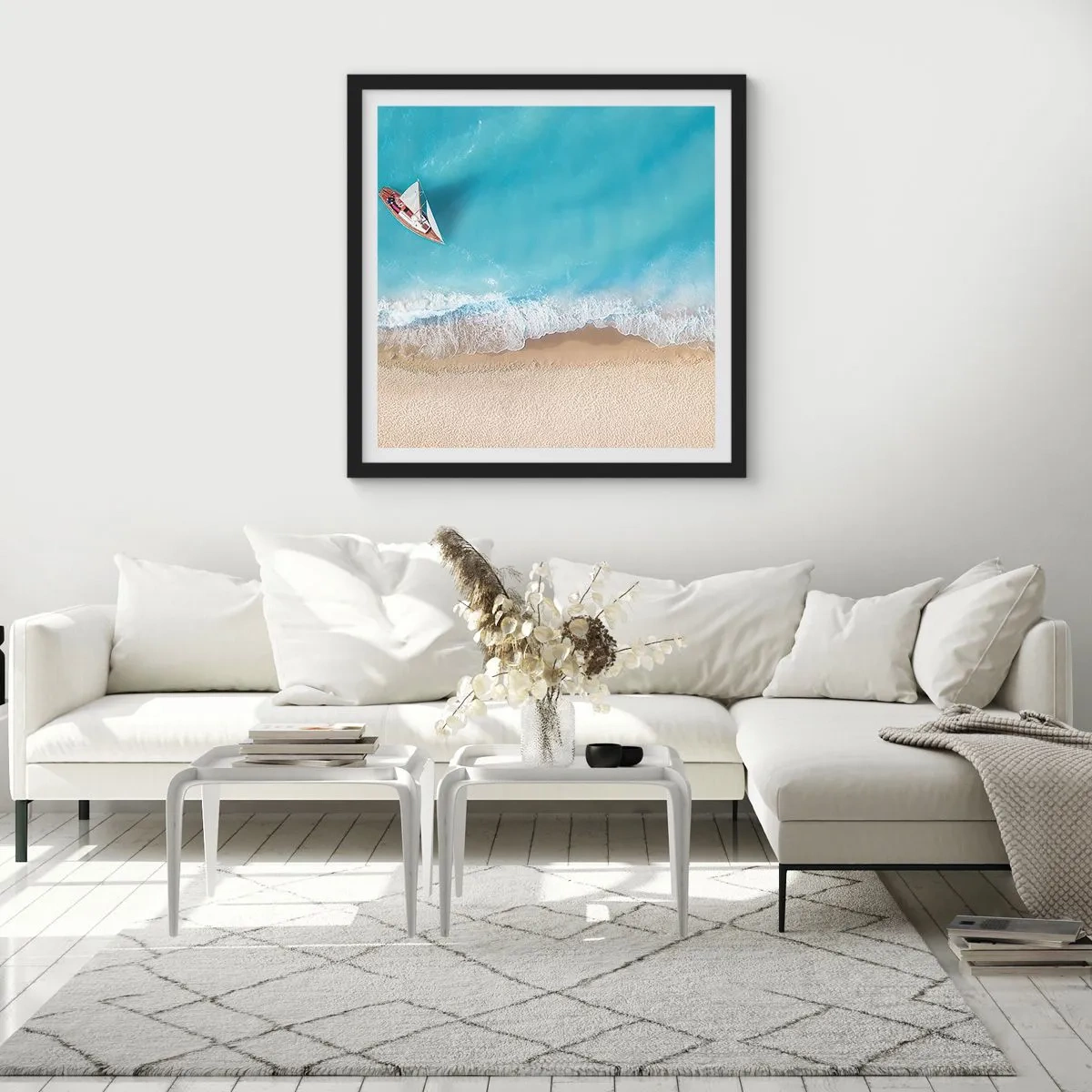 Affiche dans un cadre noir - Poster - A la frontière de l'azur et de l'or - 60x60 cm