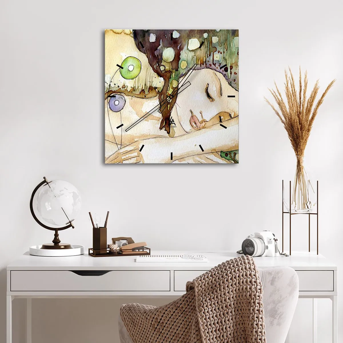 Horloge murale - Pendule murale - Un rêve violet émeraude - 40x40 cm