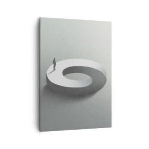Impression sur toile - Image sur toile - Un homme sur une structure grise et abstraite - 50x70cm - Et sois intelligent ici - Décoration murale moderne pour le salon et la chambre ARTTOR