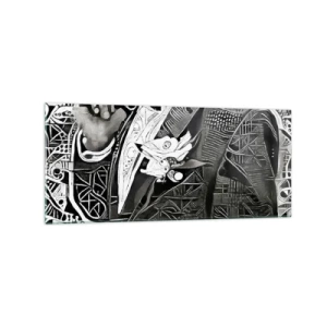 Impression sur verre - Image sur verre - Abstraction élégante d'un homme en costume en noir et blanc - 120x50cm - Seulement en apparence un homme froid - Décoration murale moderne pour le salon et la chambre ARTTOR