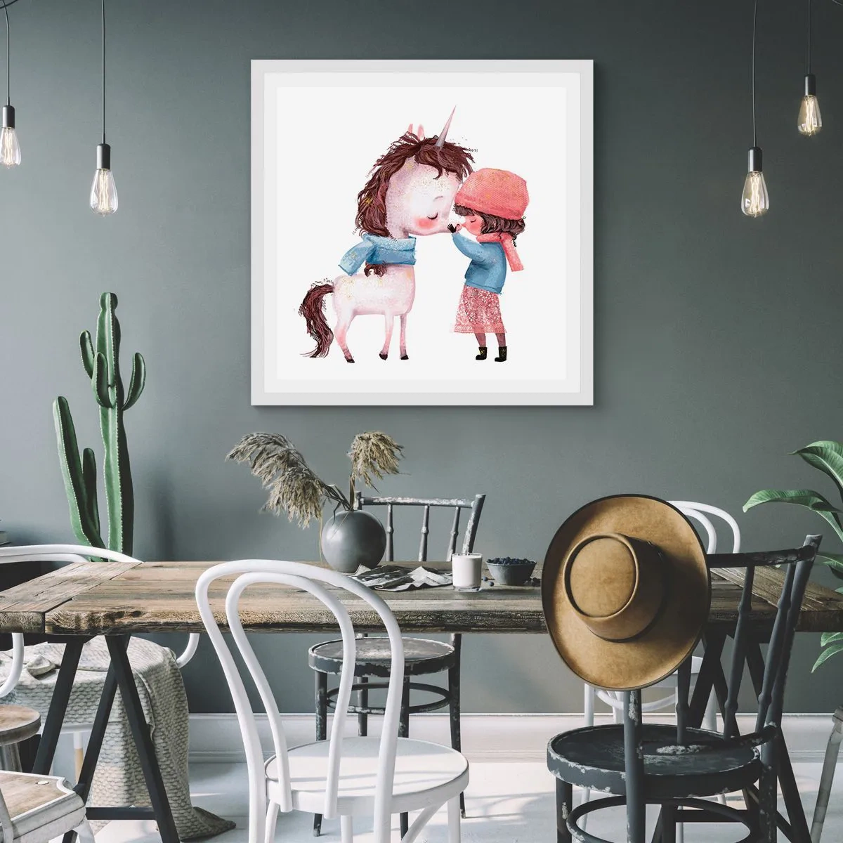 Affiche dans un cadre blanc - Poster - Histoire d'hiver - 50x50 cm