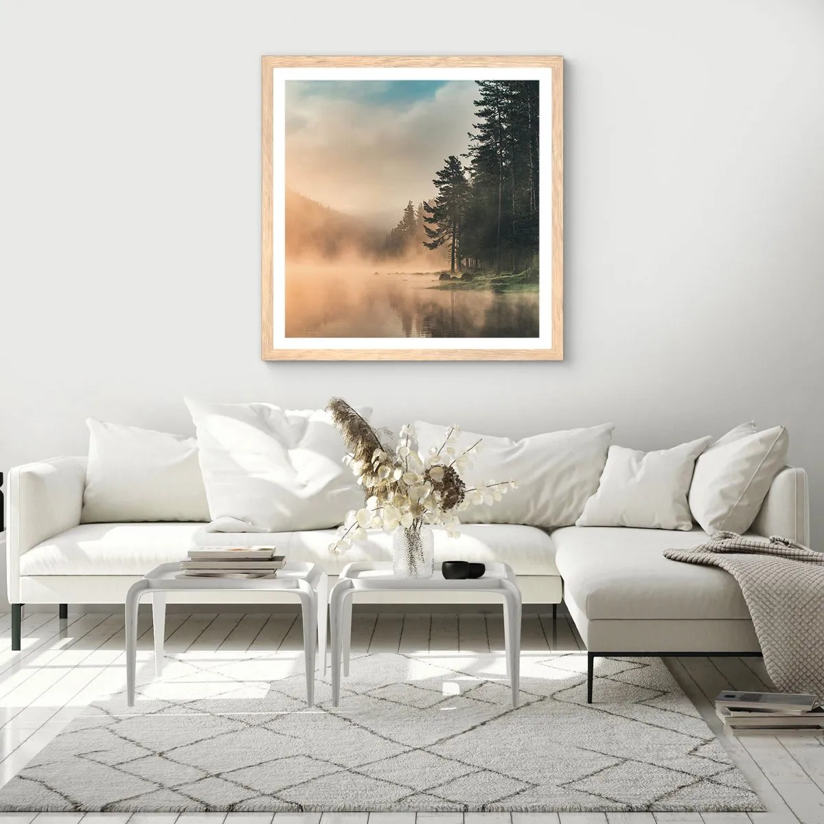 Affiche dans un chêne clair - Poster - Naissance du jour - 60x60 cm