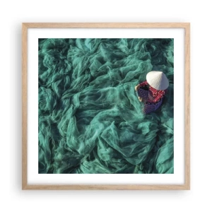 Affiche dans un chêne clair - Poster - Dans une mer de filet - 50x50 cm
