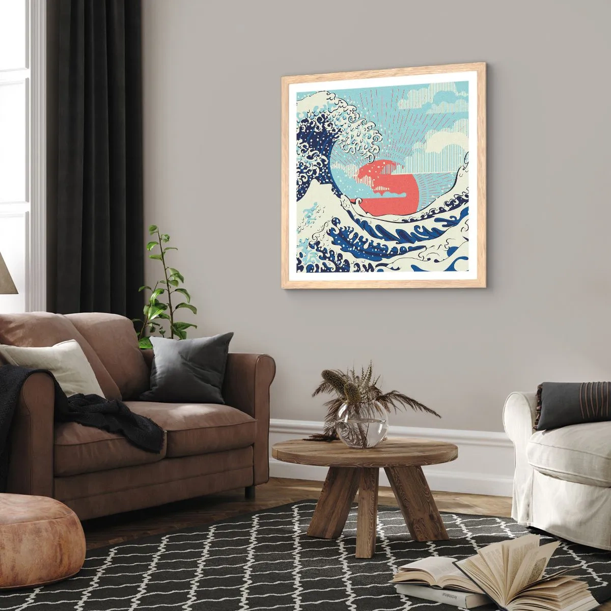 Affiche dans un chêne clair - Poster - D'une inspiration japonnaise - 50x50 cm