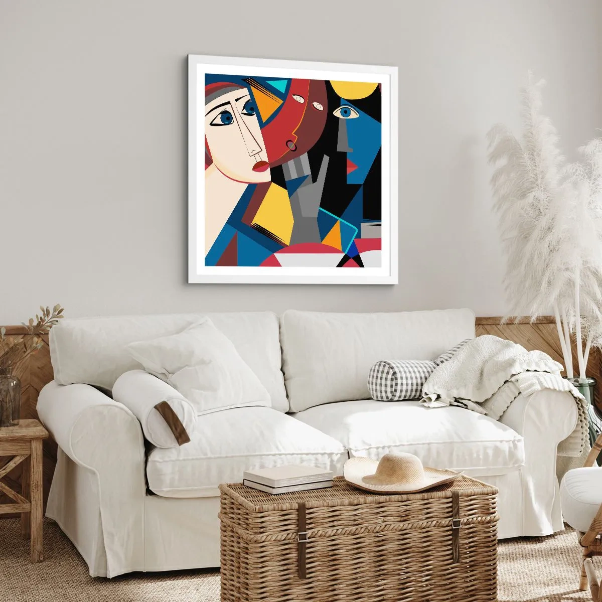 Affiche dans un cadre blanc - Poster - Une conversation entre cubistes - 50x50 cm