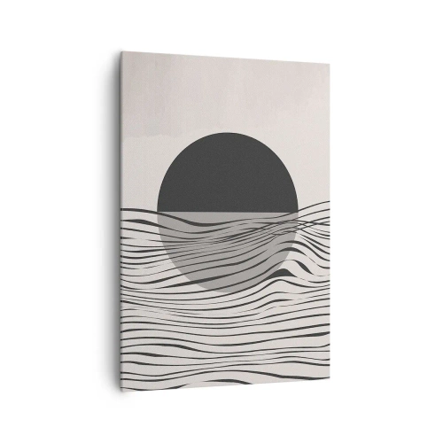 Impression sur toile - Image sur toile - Lignes abstraites et formes géométriques aux couleurs douces - 70x100cm - Demi composition - Décoration murale moderne pour le salon et la chambre ARTTOR