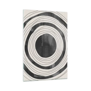 Impression sur verre - Image sur verre - Cercles concentriques noirs et blancs sur fond clair - 80x120cm - Droit au but - Décoration murale moderne pour le salon et la chambre ARTTOR