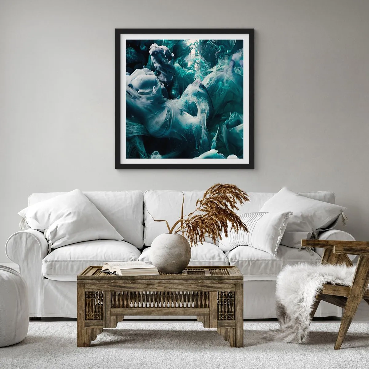 Affiche dans un cadre noir - Poster - Mouvement des couleurs - 30x30 cm