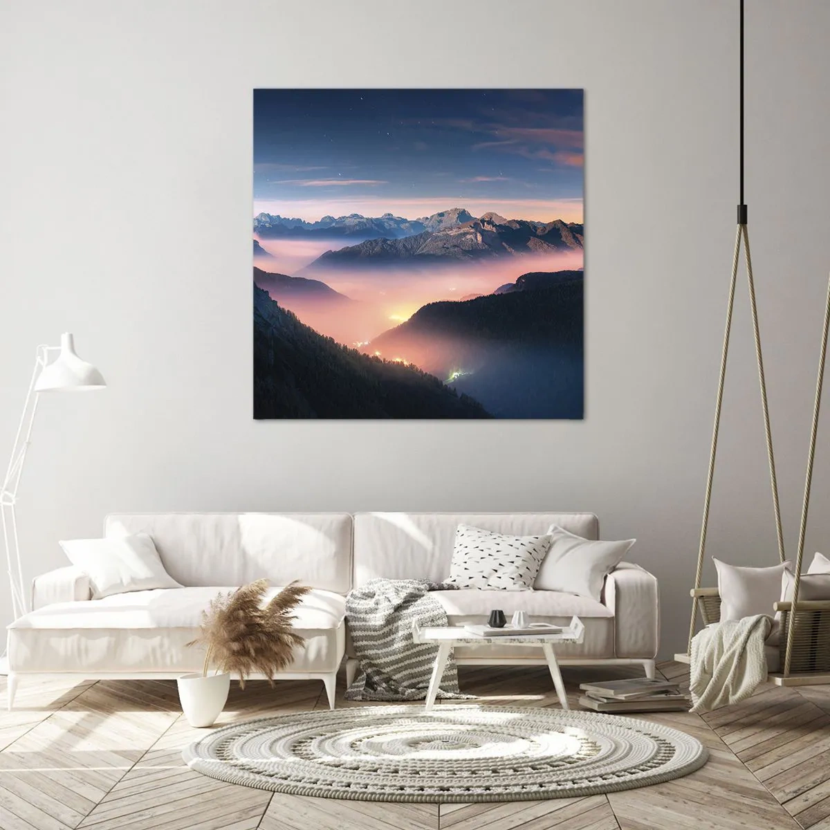 Impression sur toile - Image sur toile - Lumière dans les vallées - 50x50 cm