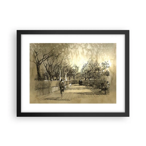 Affiche dans un cadre noir - Poster - Un moment arrêté avec une plume - 40x30 cm