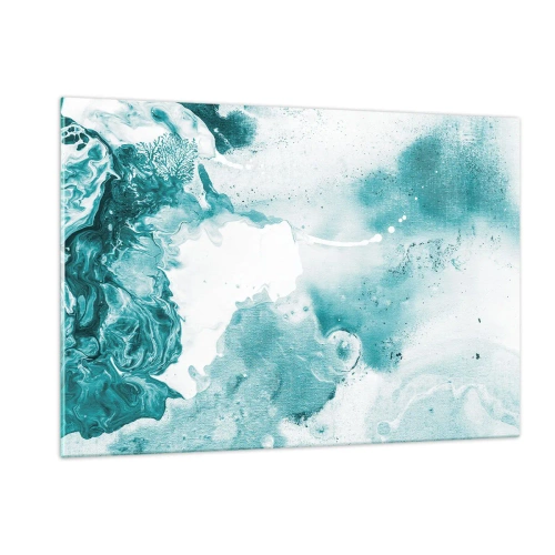 Impression sur verre - Image sur verre - Bassins abstraits de bleu sur un fond de verre - 120x80cm - Marécage bleu - Décoration murale moderne pour le salon et la chambre ARTTOR