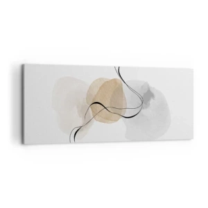 Impression sur toile - Image sur toile - Abstraction minimaliste dans les tons beige et gris - 120x50cm - Perles d'air - Décoration murale moderne pour le salon et la chambre ARTTOR